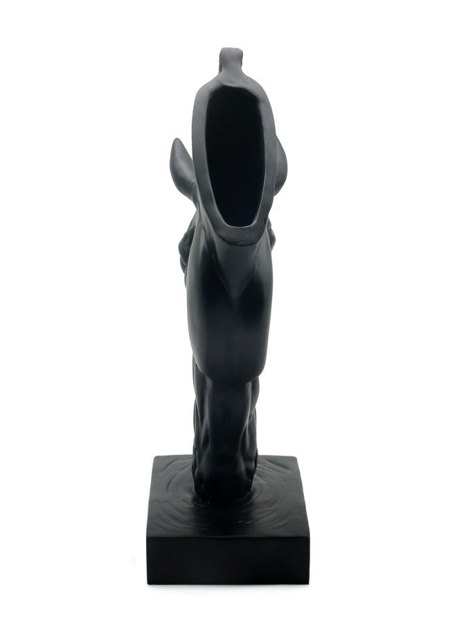 Lukitas Horse Head Vase - Feng Shui Horse Statue Decor for Wealth & Style, Elegant Artistic Planter for Hotel Lobby & Gallery, Modern Decorative Accent for Home or Office, Black, Resin 13'' - Image 4